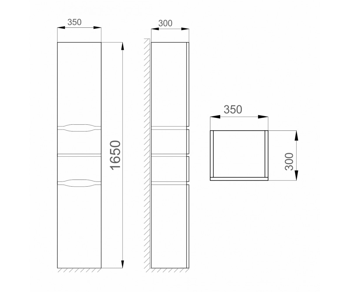 Пенал подвесной  ALESSA AIR MV0000258:Чертеж 