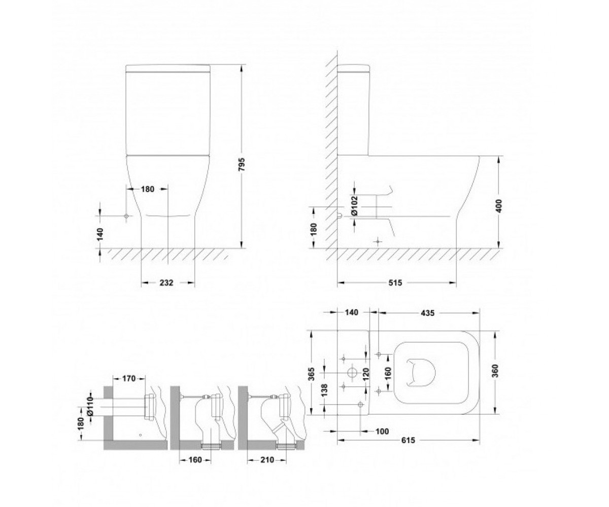 Напольный компакт с сиденьем  EMMA SQUARE SW0003073:Чертеж 