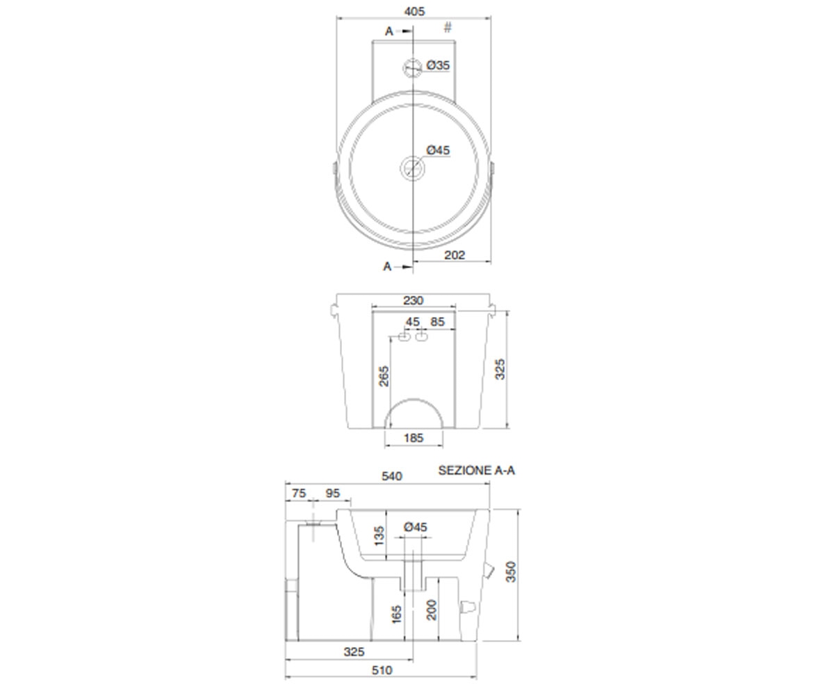 Раковина керамическая 40 см  BUCKET 8804V:Чертеж 