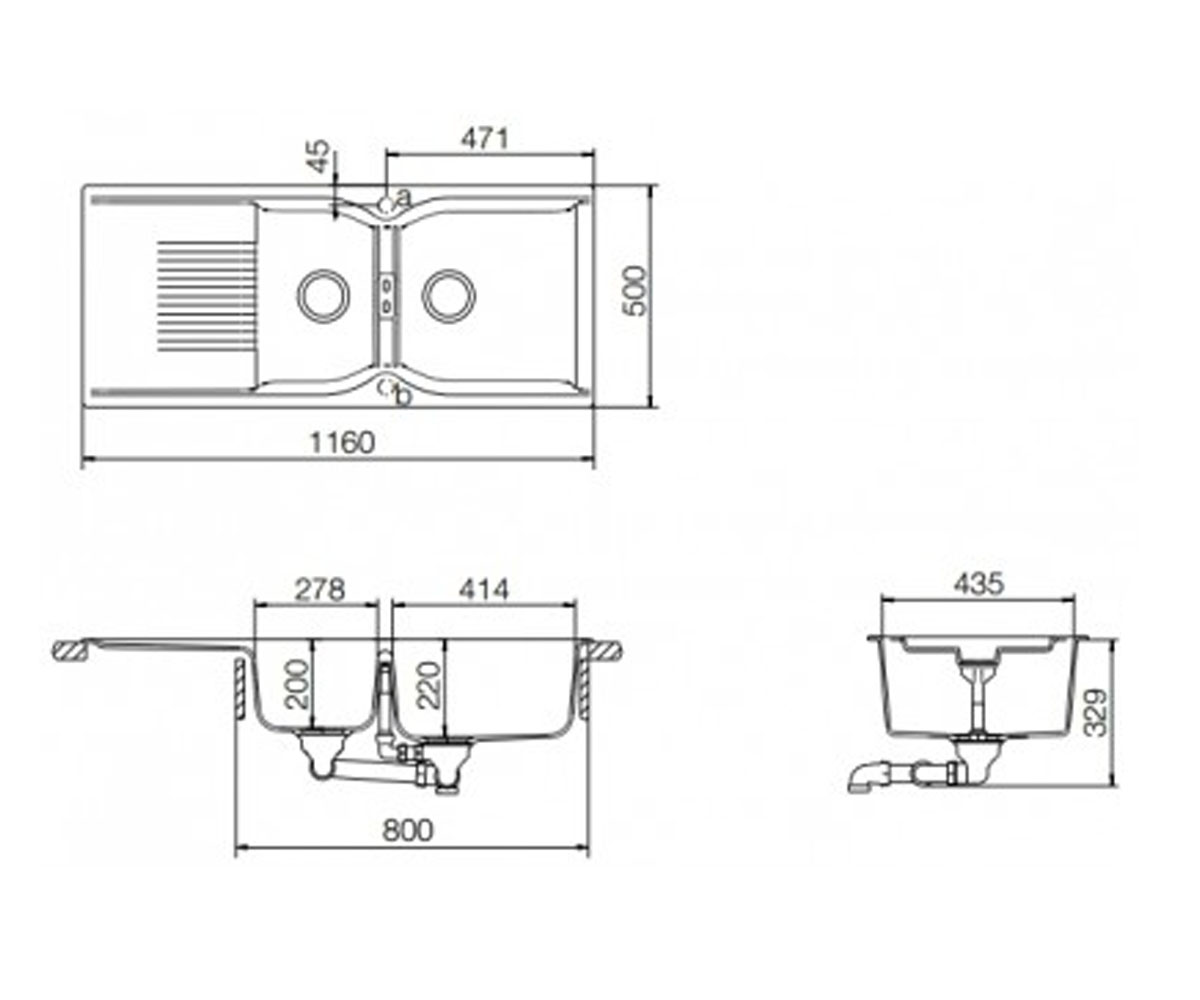 Кухонная мойка  CAMPUS D 200 10098058:Чертеж 