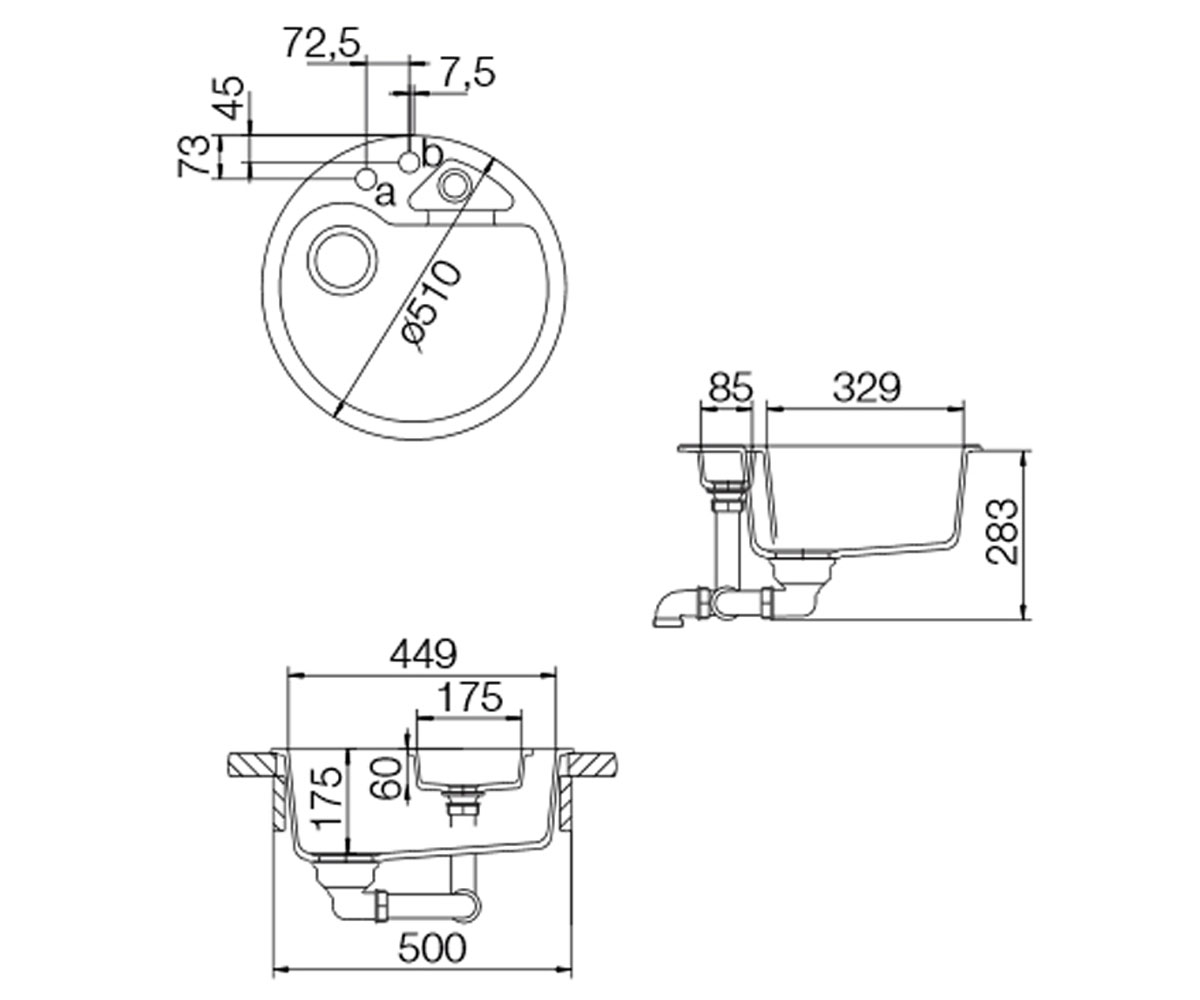 Мойка кухонная  CLASSIC R 100 12015010:Чертеж 