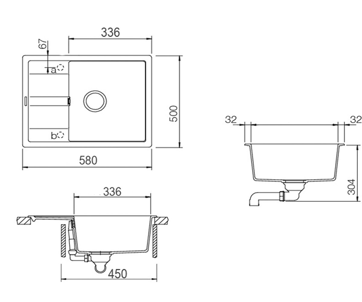 Мойка композитная  DIY D 100XS 15034510:Чертеж 