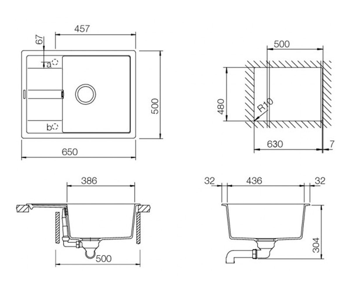 Композитная мойка  DIY D 100S 15035043:Чертеж 