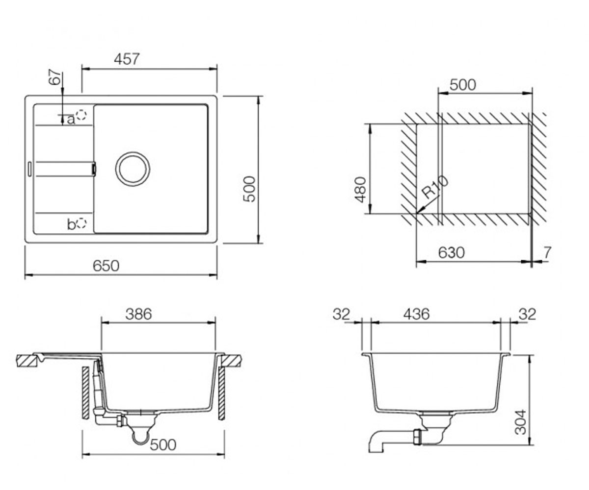 Композитная мойка  DIY D 100S 15035050:Чертеж 