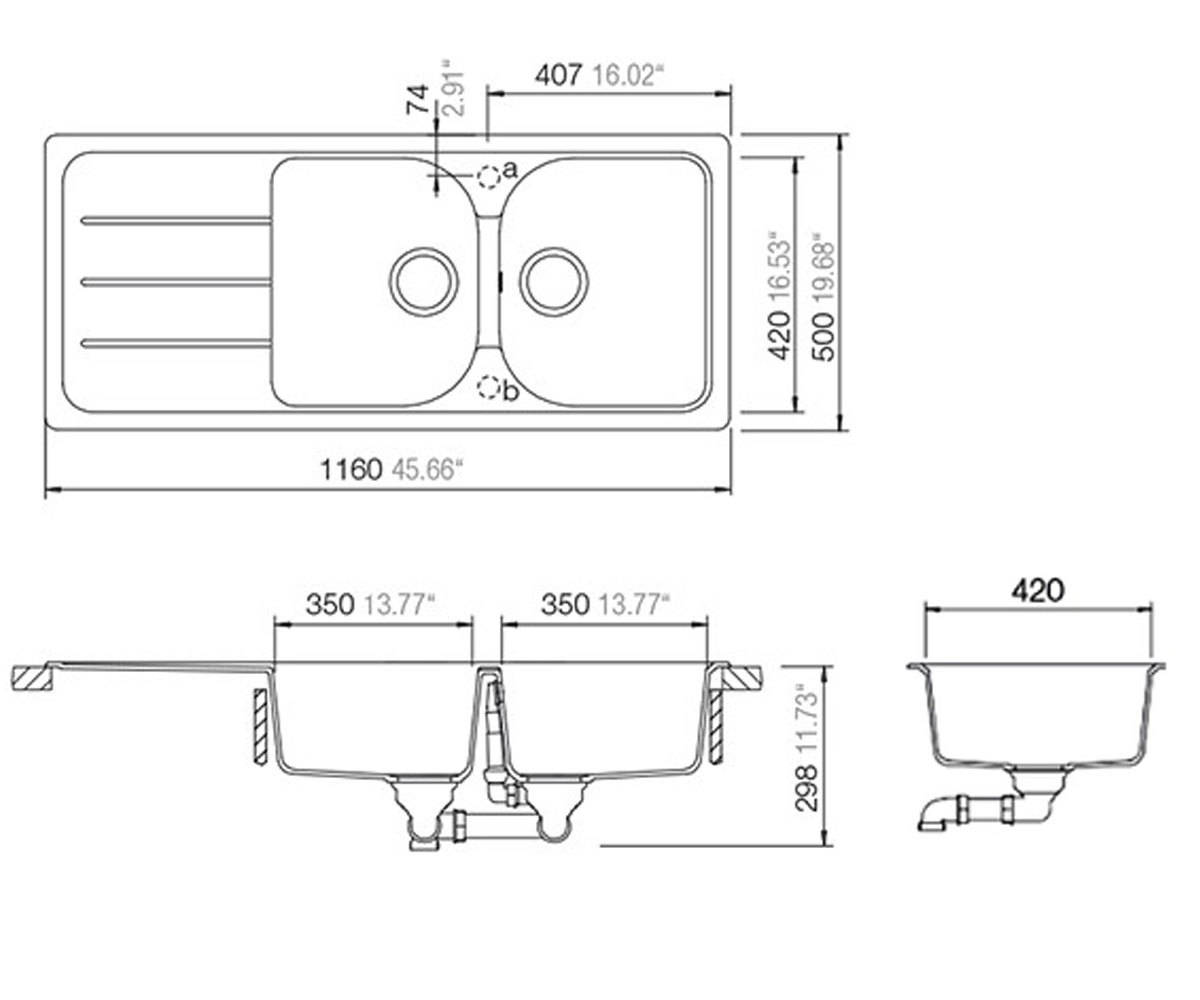 Двойная мойка  FORMHAUS D 200 17098007:Чертеж 