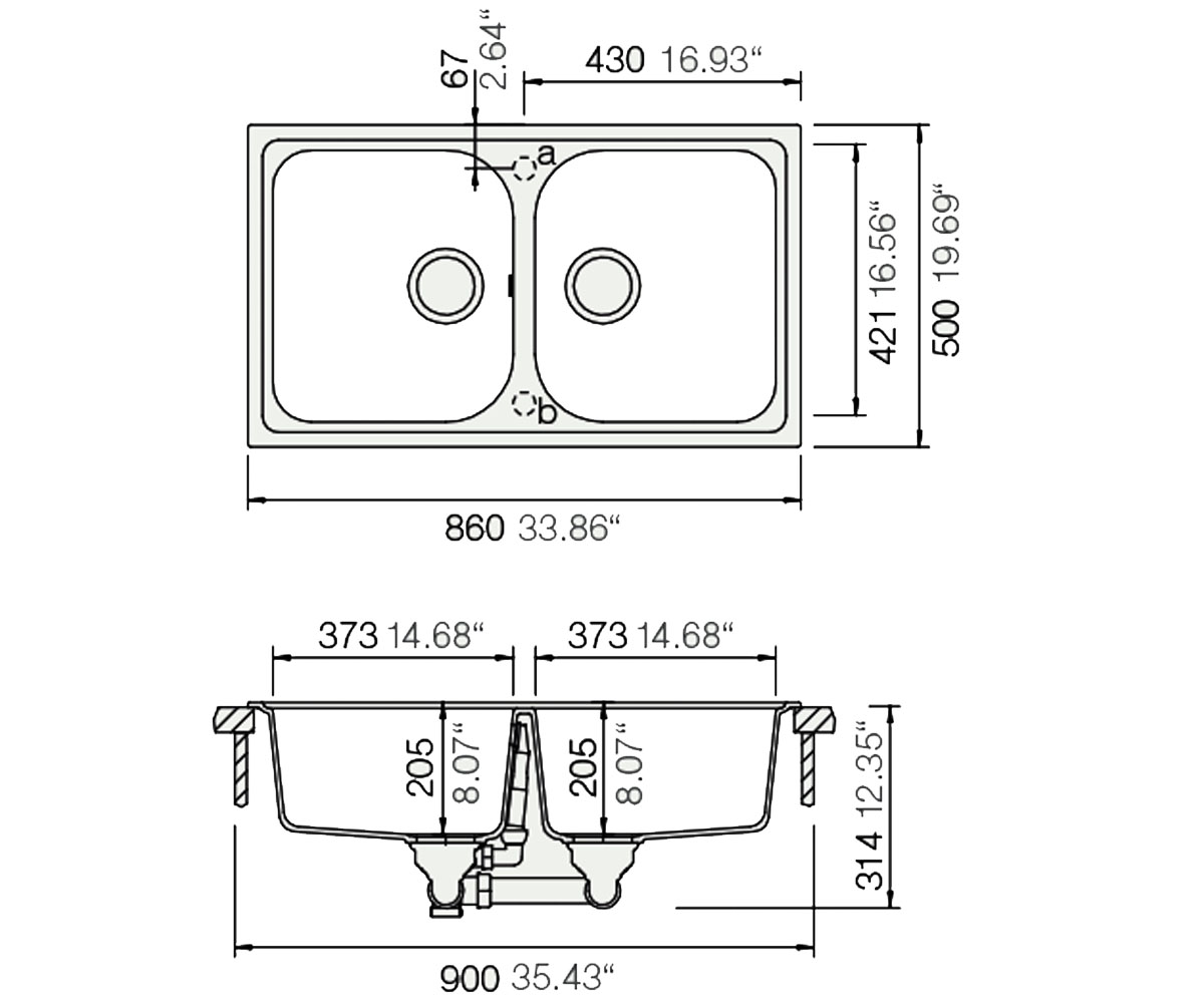 Мойка на две чаши  FORMHAUS N 200 17109010:Чертеж 