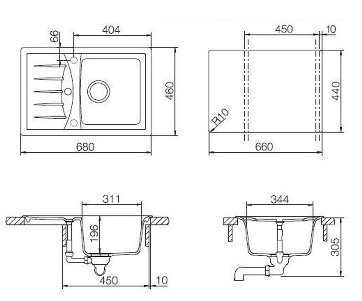 Мойка с крылом  GENIUS D 100 S 18034558:Чертеж 
