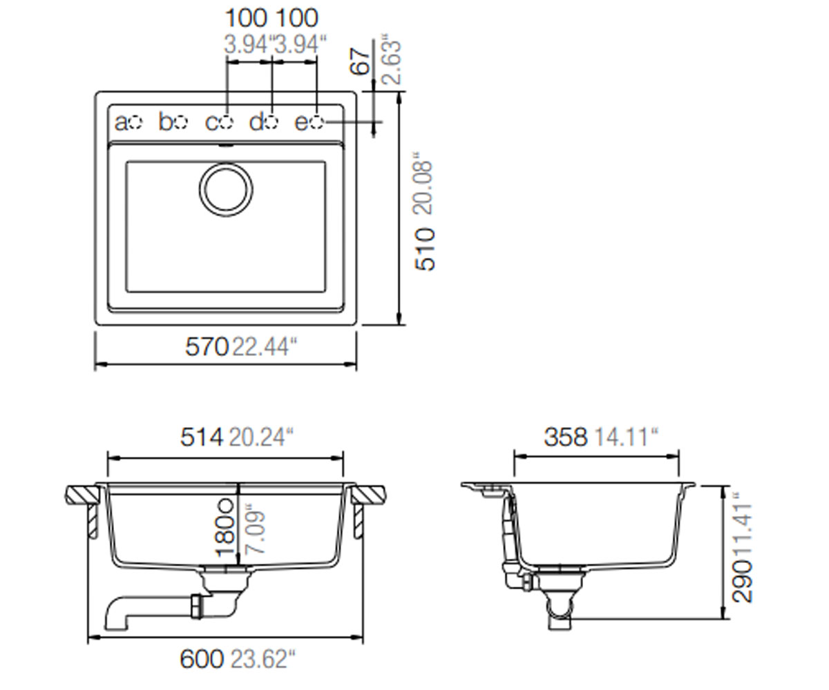 Мойка композитная  NEMO N 100 23026015:Чертеж 