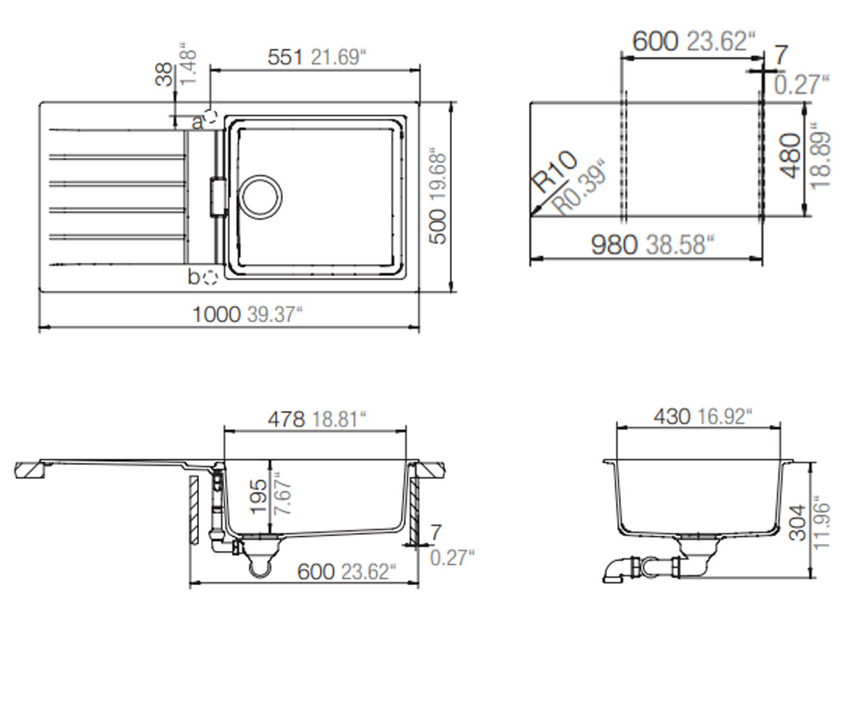 Мойка с крылом  PRIMUS D 100L 24056053:Чертеж 