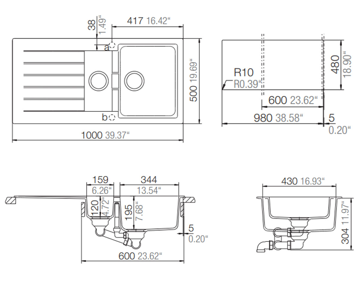 Мойка на полторы чаши  PRIMUS D 150 24086014:Чертеж 