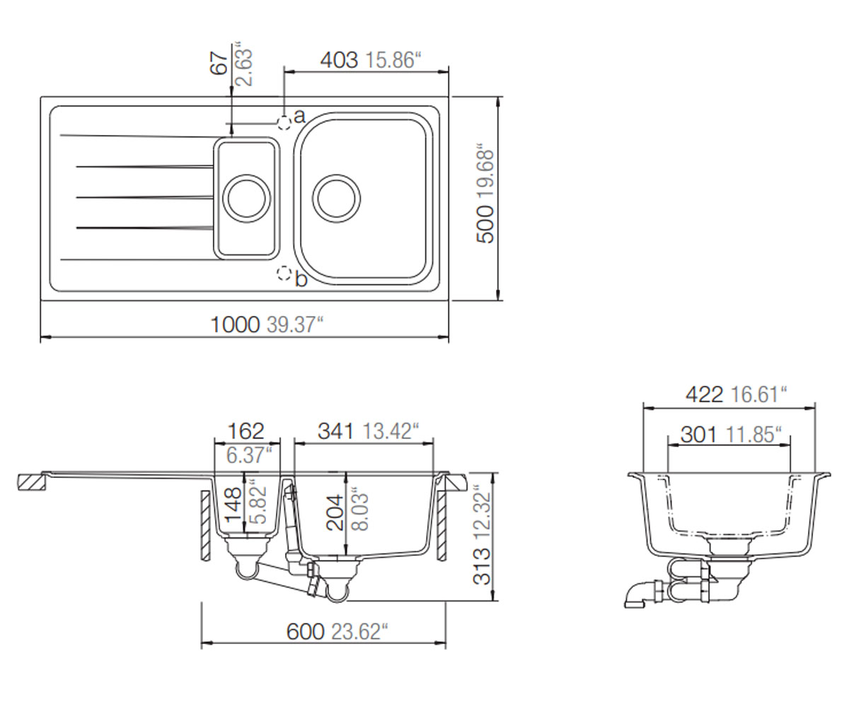 Мойка на полторы чаши  VIOLA D 150 29086049:Чертеж 