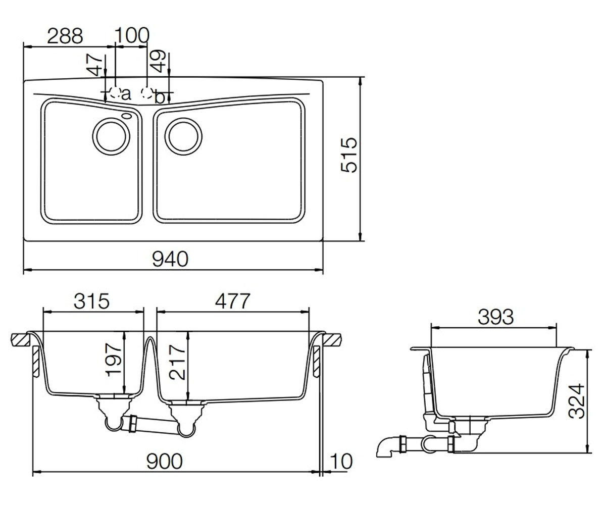 Кухонная мойка  ARCO N 175L 31159008:Чертеж 