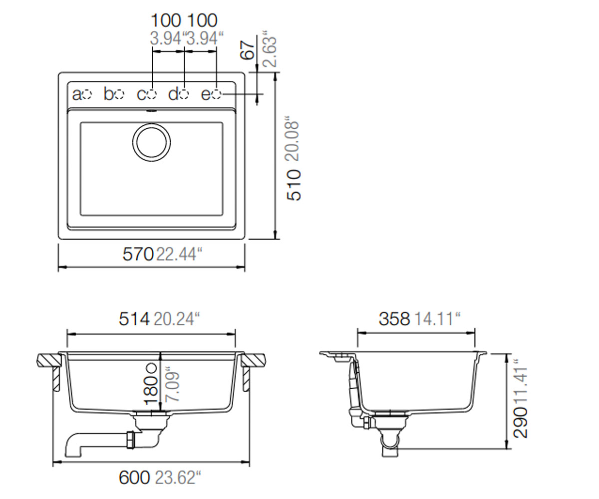 Мойка на столешницу  MONO N 100 53026099:Чертеж 