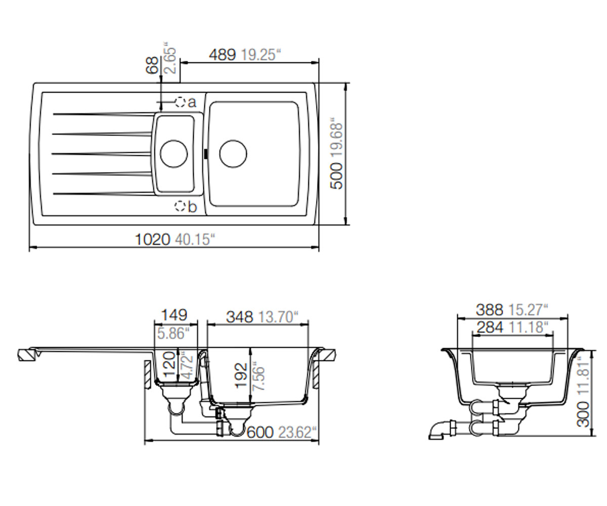 Мойка на полторы чаши  LOTUS D 150 54086089:Чертеж 
