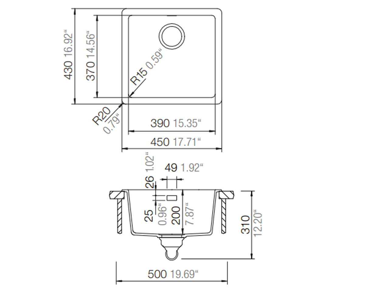 Накладная мойка  SOHO N 100S 57025086:Чертеж 