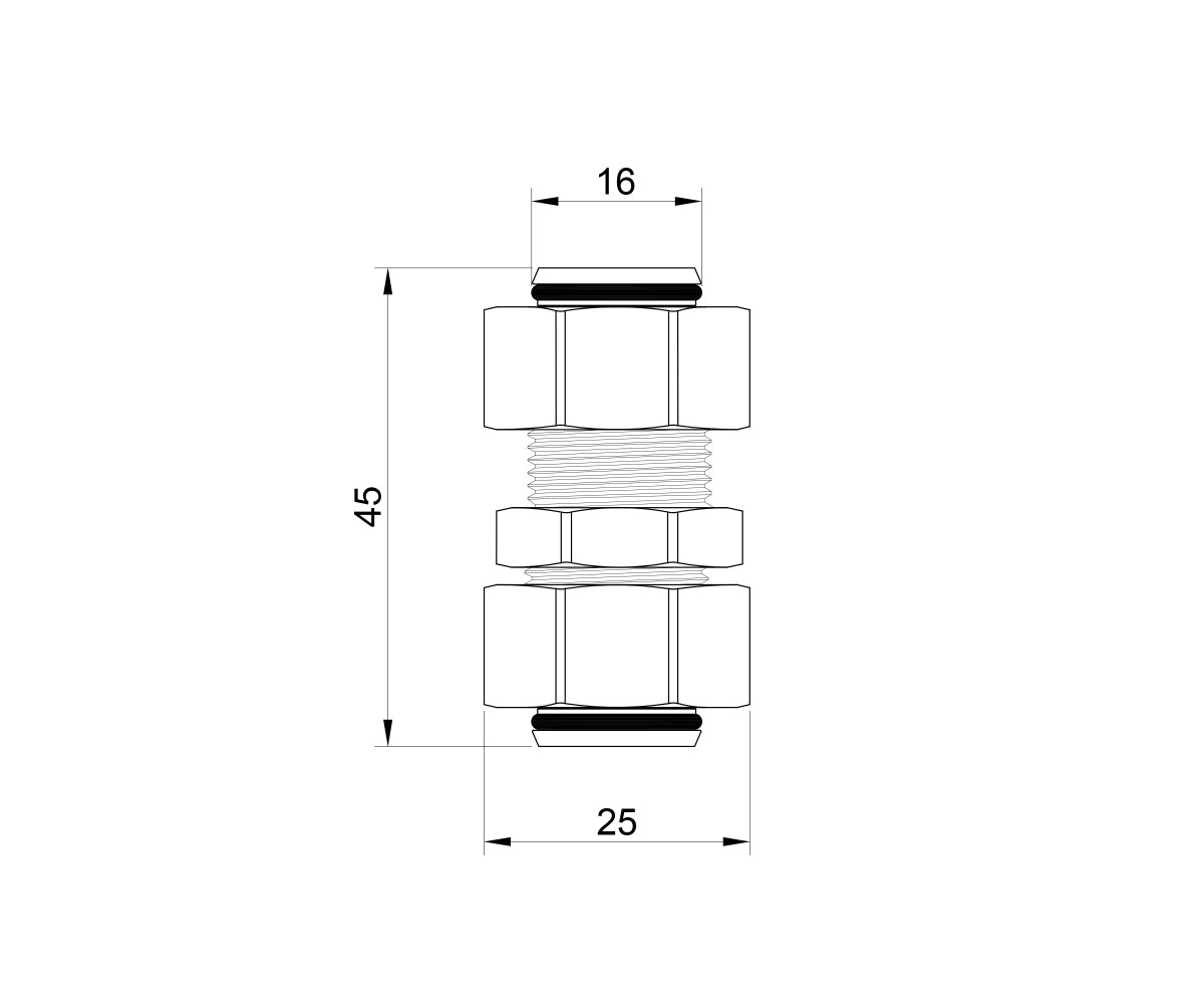 Переходник обжимной SD Plus 16х16 SD152W1616  SD152W1616:Чертеж 