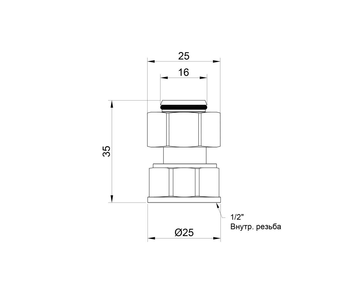 Переходник обжимной SD Plus 16х1/2 вр SD153W1615  SD153W1615:Чертеж 