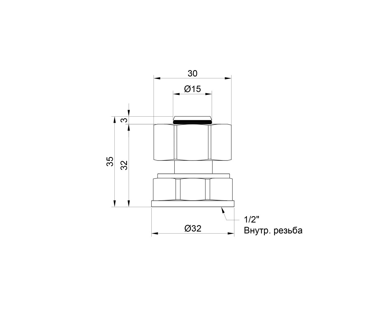Переходник обжимной SD Plus 20х1/2 вр SD153W2015  SD153W2015:Чертеж 