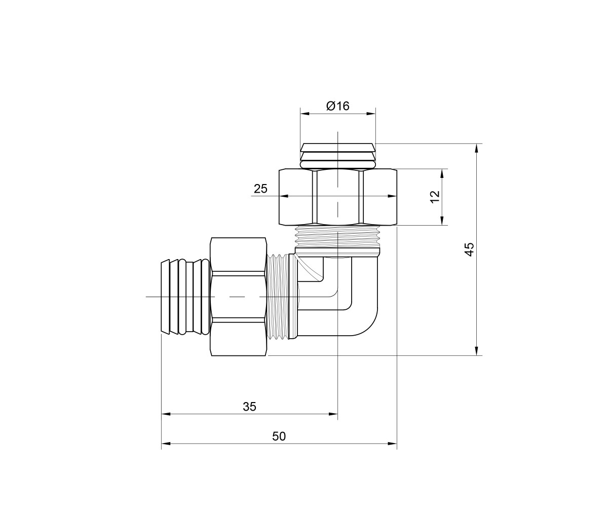 Уголок обжимной SD Plus 16 SD155W1616  SD155W1616:Чертеж 