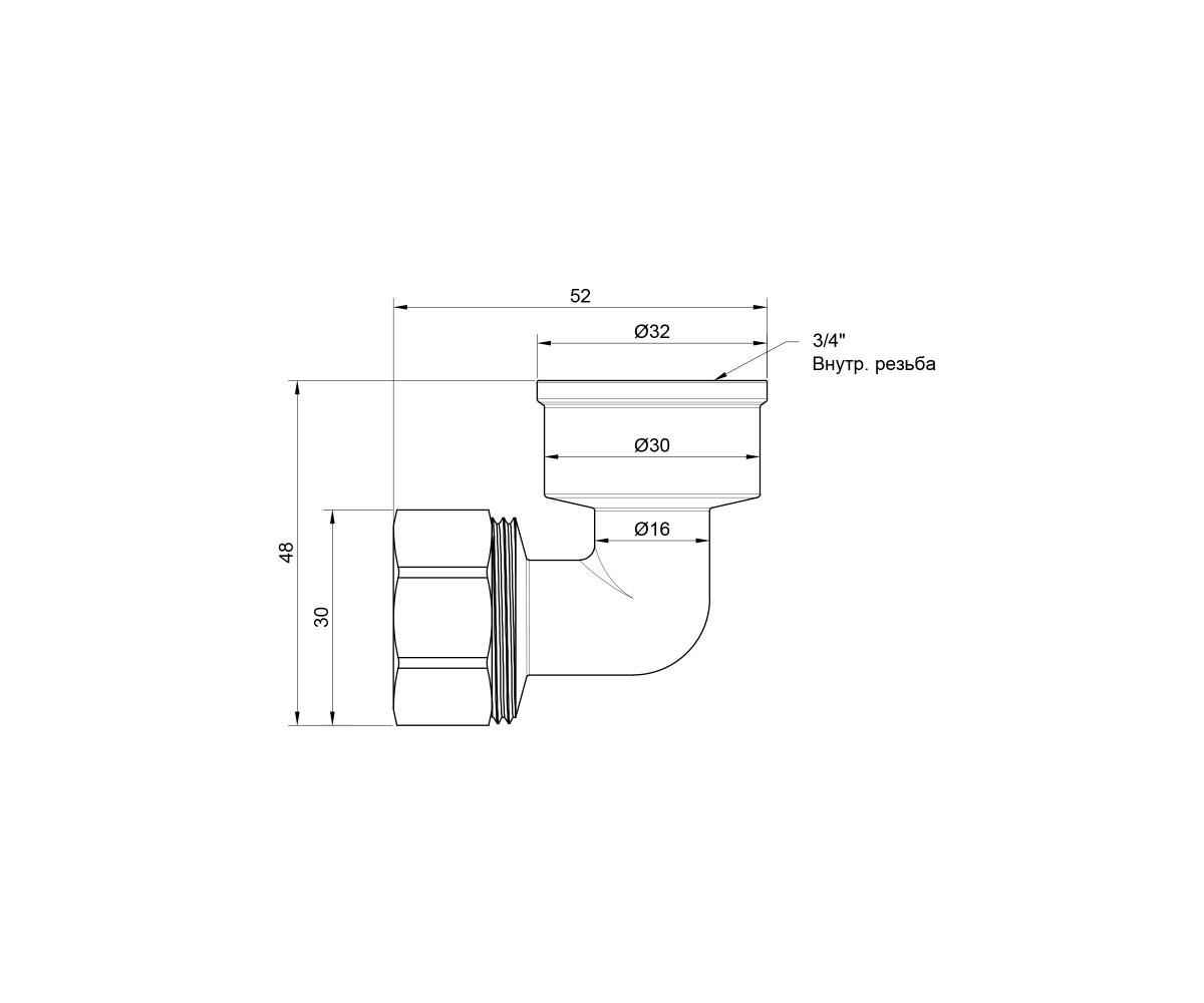 Уголок обжимной SD Plus 20х3/4 вр SD156W2020  SD156W2020:Чертеж 