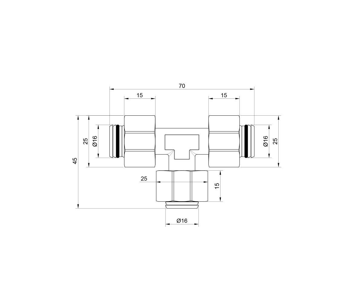 Тройник обжимной SD Plus 16 SD158W161616  SD158W161616:Чертеж 