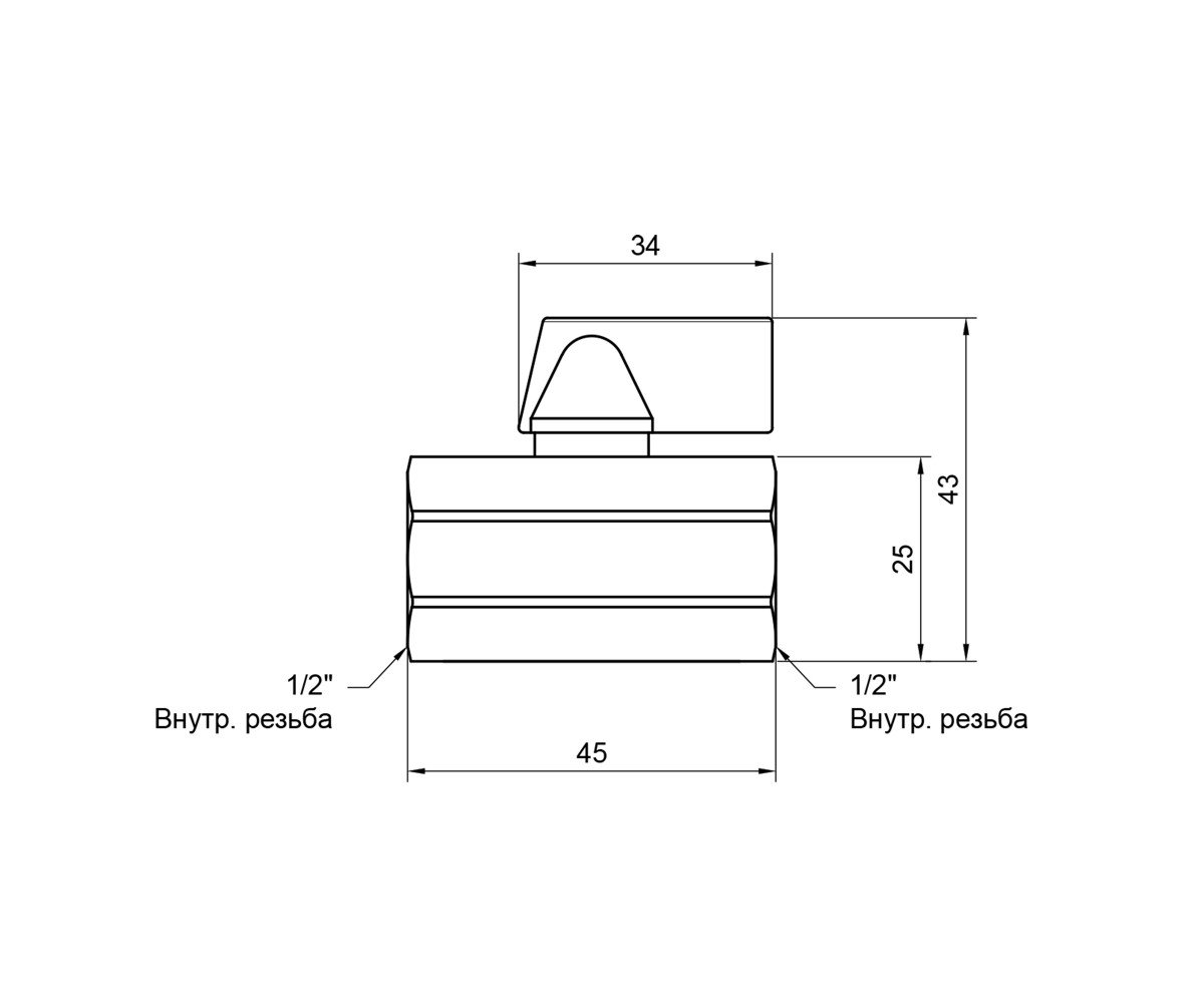 Кран шаровой SD Plus Mini 1/2 вр SD187W15  SD187W15:Чертеж 