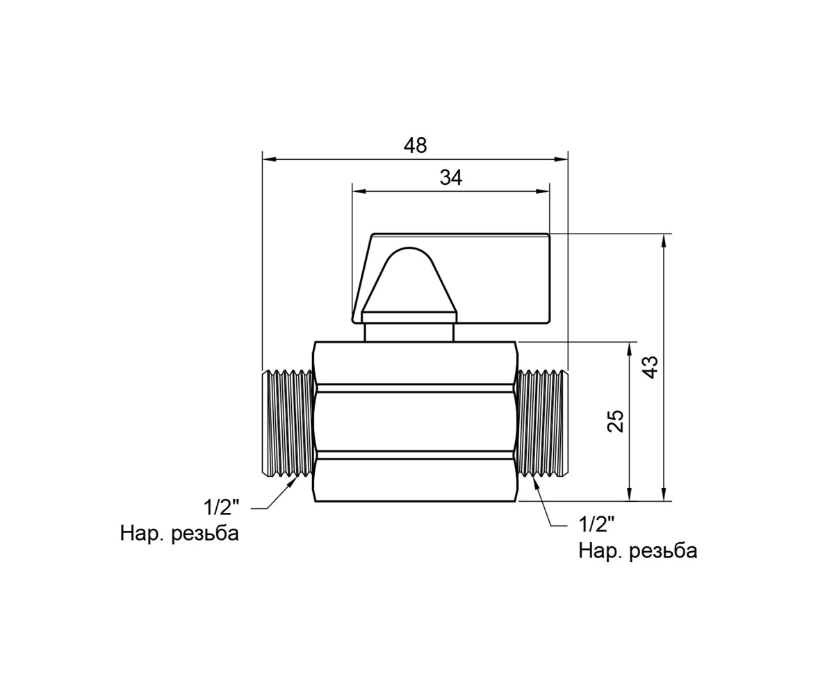 Кран шаровой SD Plus Mini 1/2 нр SD189W15  SD189W15:Чертеж 