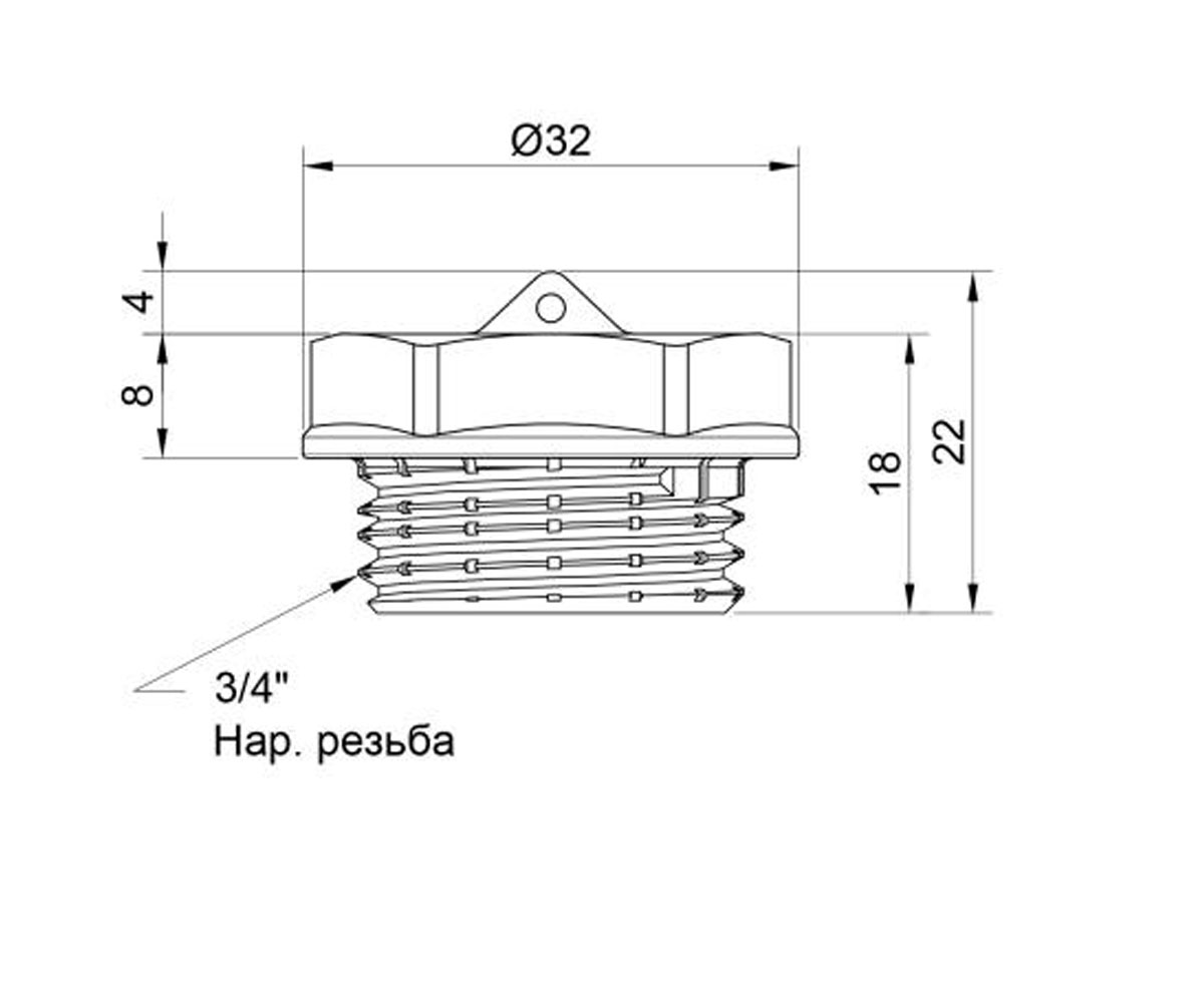 Заглушка резьбовая 3/4  SD40320:Чертеж 