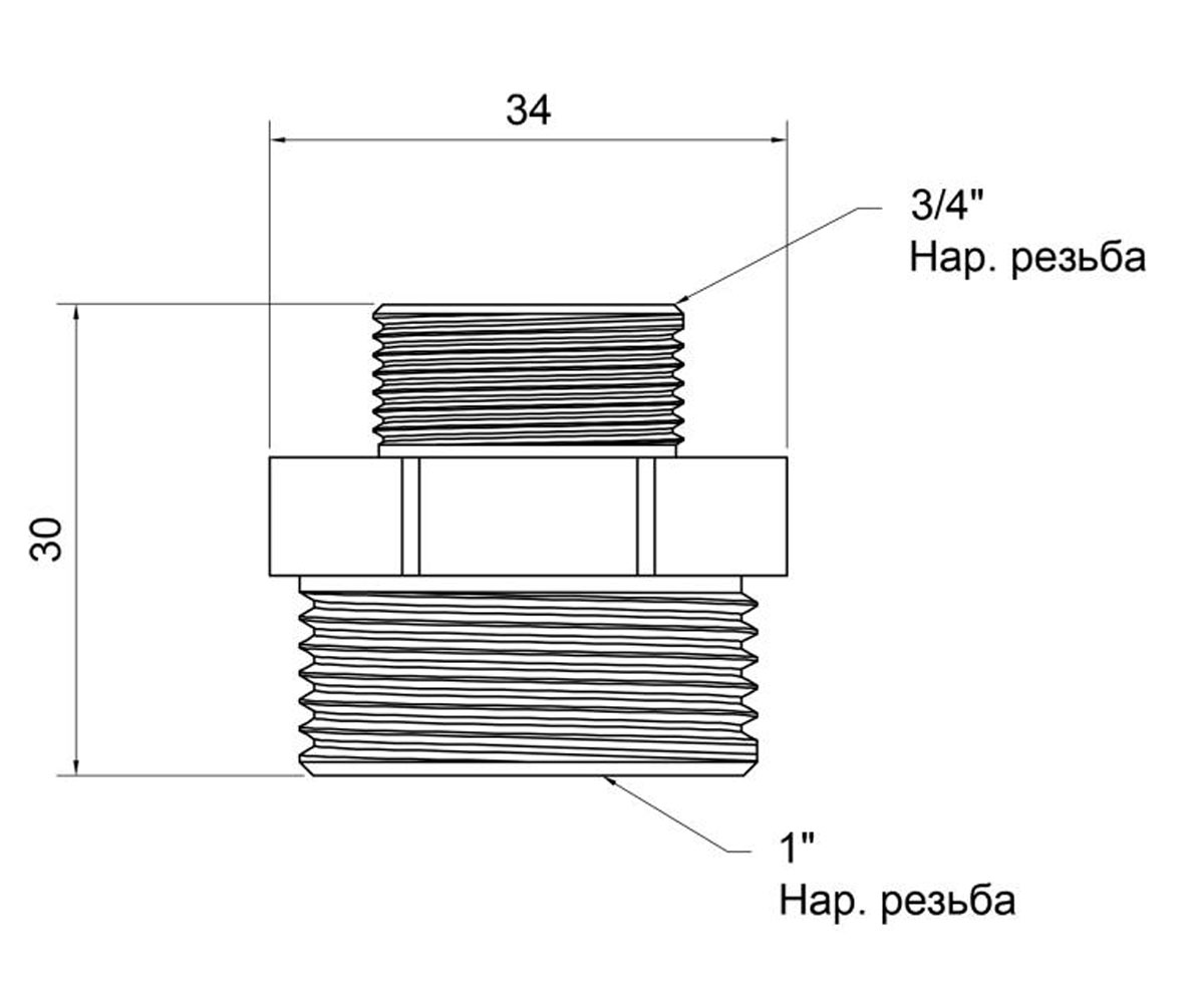 Ниппель переходной 1х3/4  SD4082520:Чертеж 