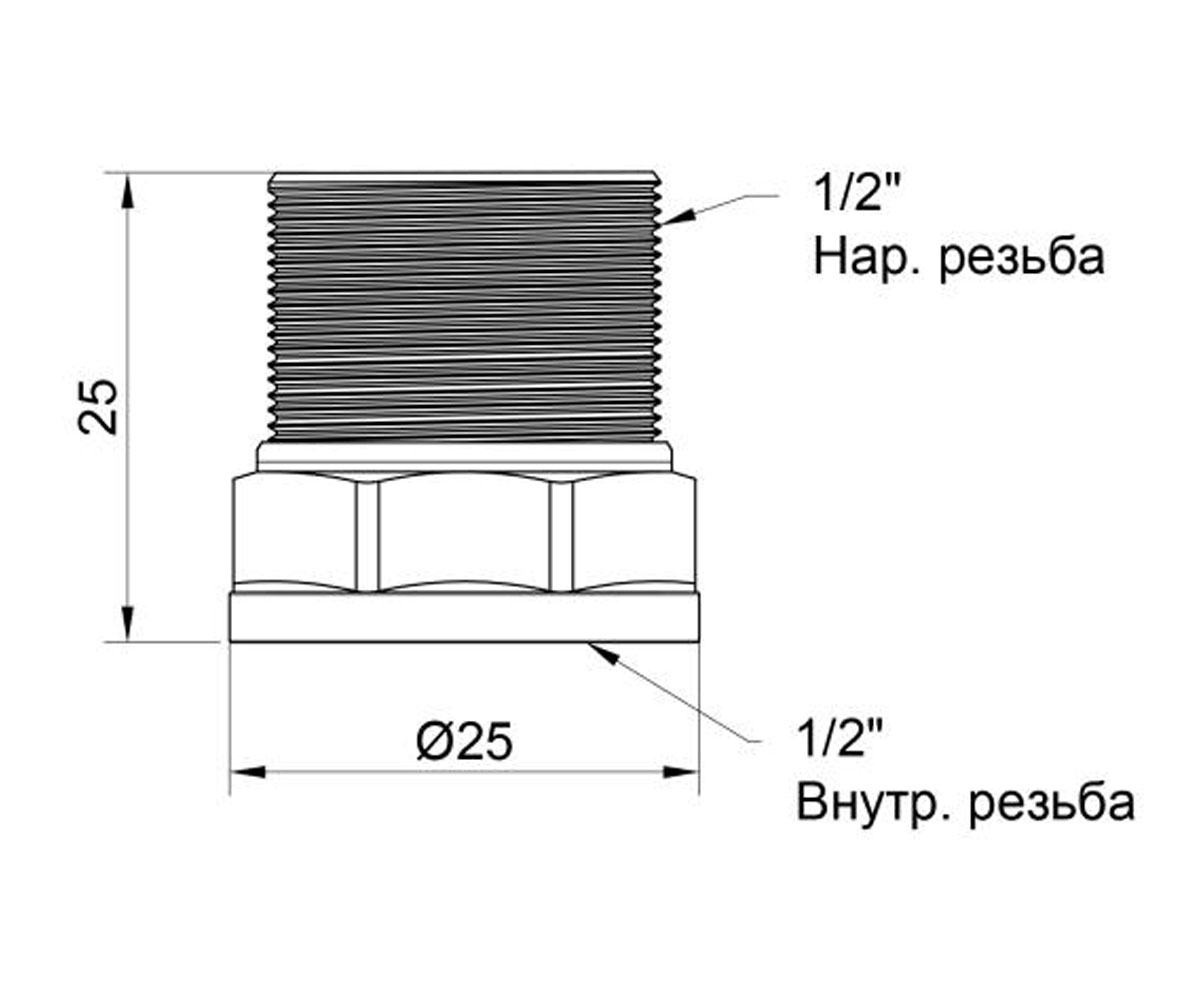 Переходник резьбовой 1/2х1/2  SD4091515:Чертеж 