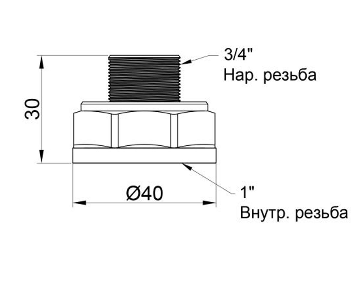 Переходник резьбовой 1x3/4  SD4092520:Чертеж 