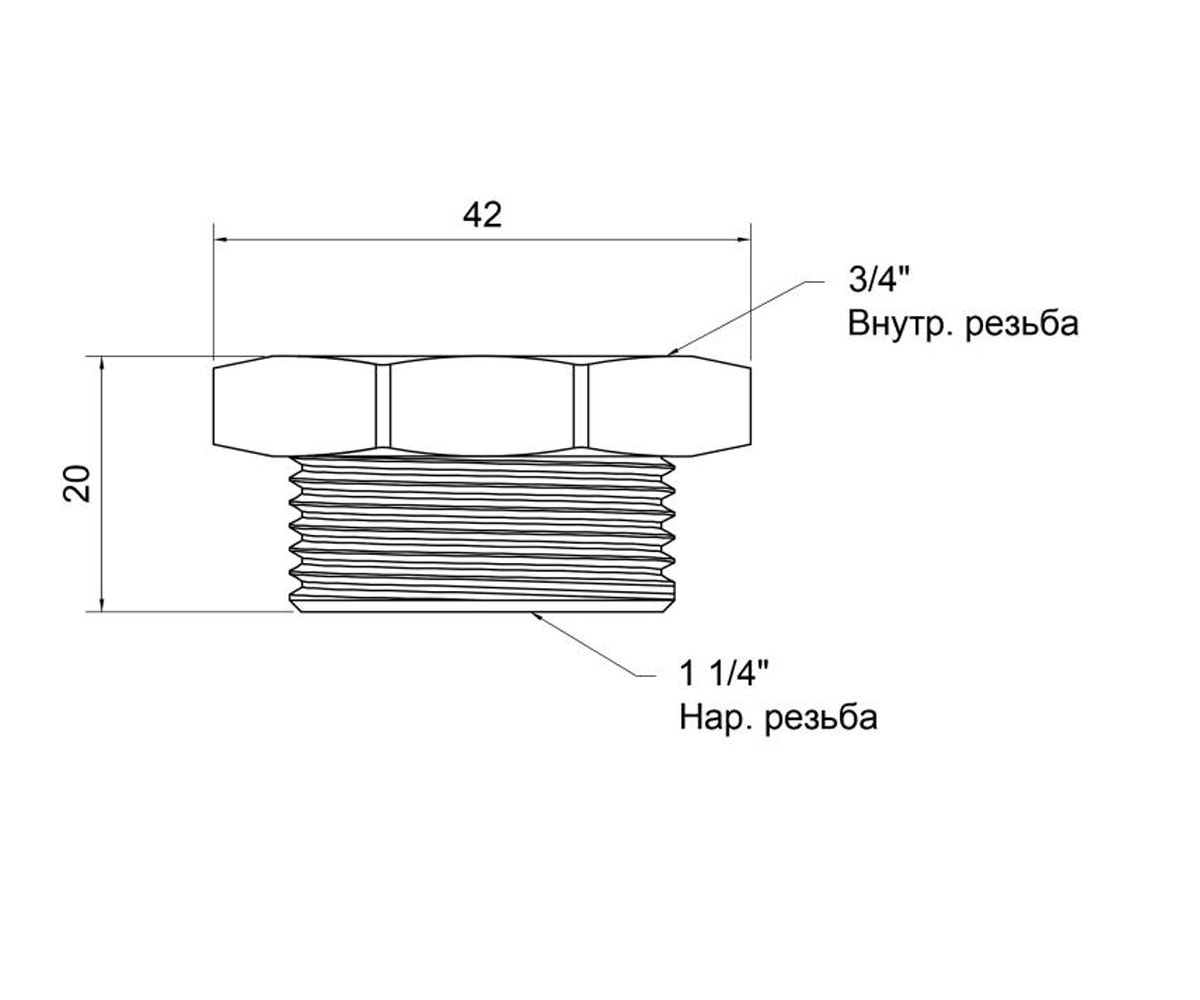 Футорка латунная 3/4х1 1/4  SD4233220:Чертеж 