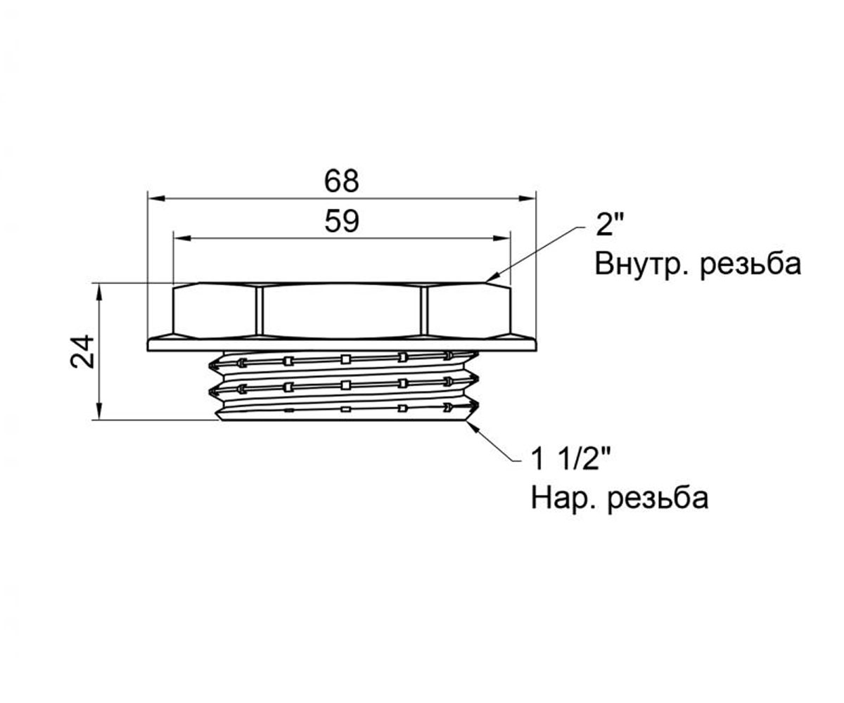 Футорка латунная 2х1 1/2  SD4235040:Чертеж 