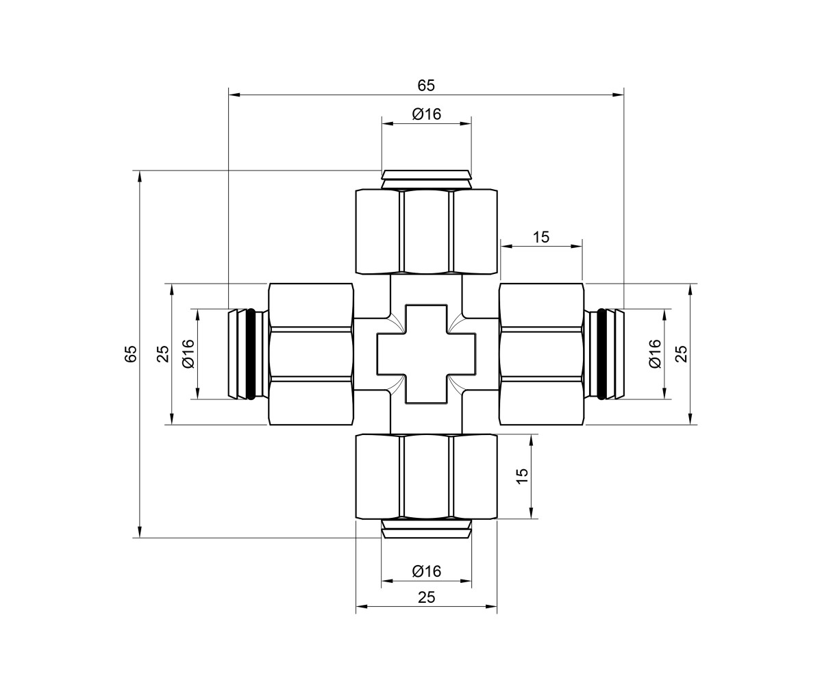 Фитинг обжимной  SF150W16161616:Чертеж 