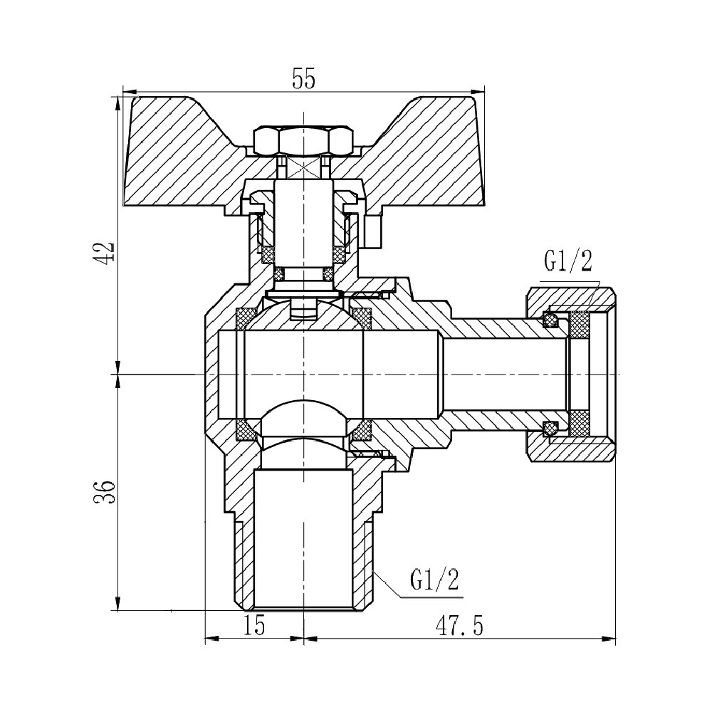 Угловой кран  SF224W15:Чертеж 
