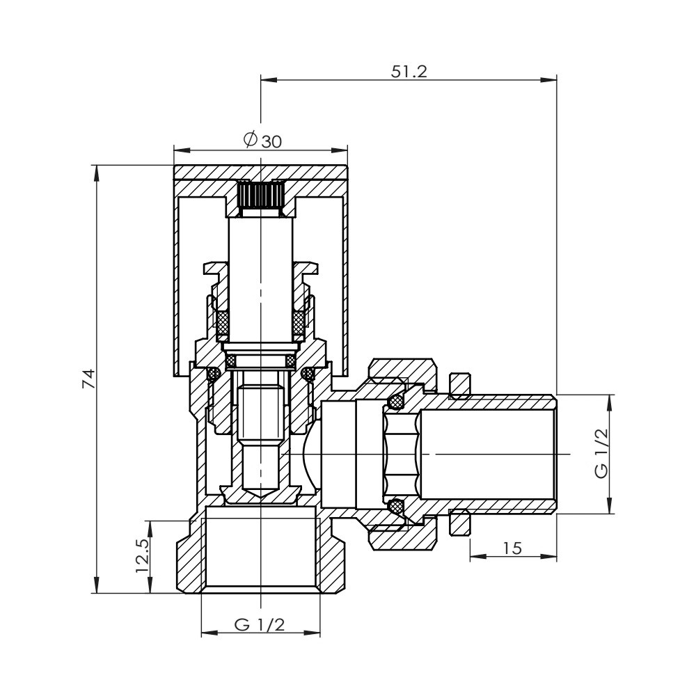 Кран радиаторный угловой  SF234W15:Чертеж 