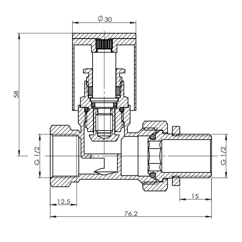 Кран радиаторный прямой с ручкой  SF235W15:Чертеж 
