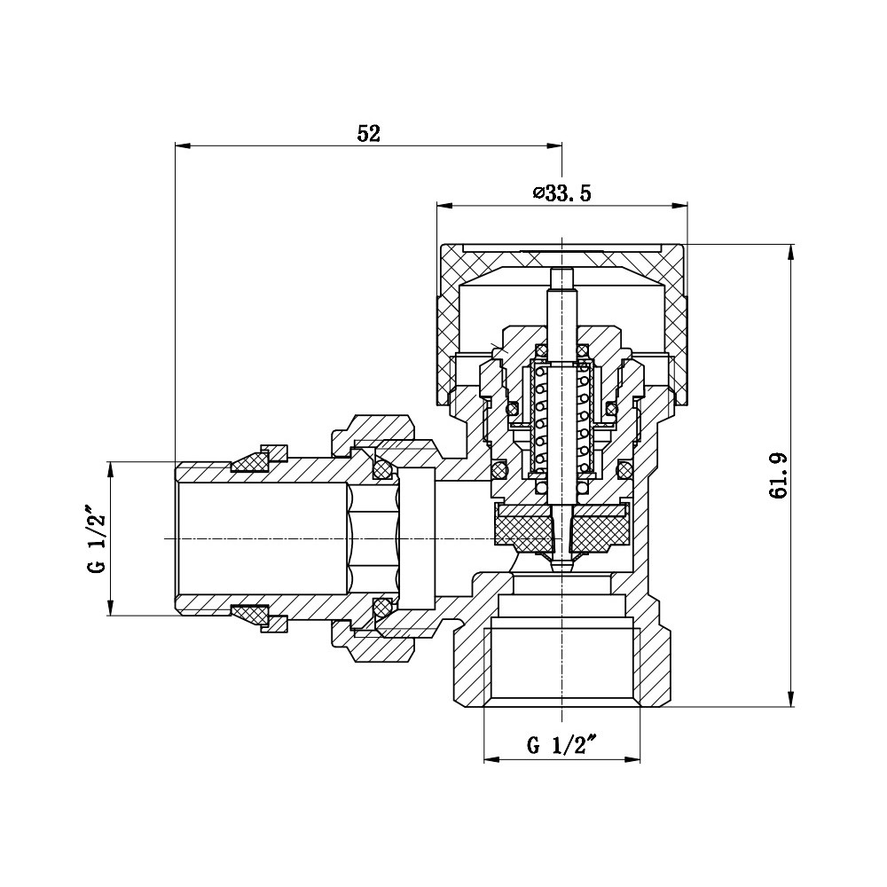 Кран радиаторный угловой  SF238W15:Чертеж 