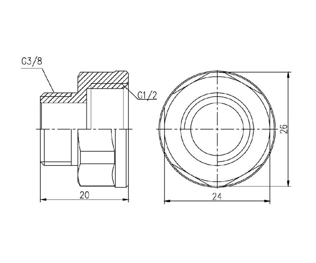 Ниппель переходной 1/2x3/8  SF360159:Чертеж 