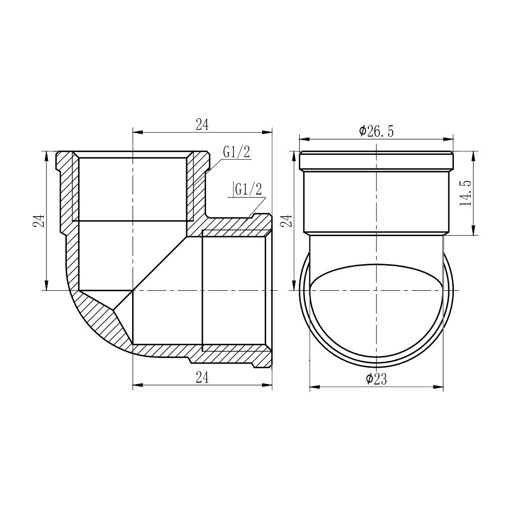 Угловой фитинг 1/2  SF368H15:Чертеж 