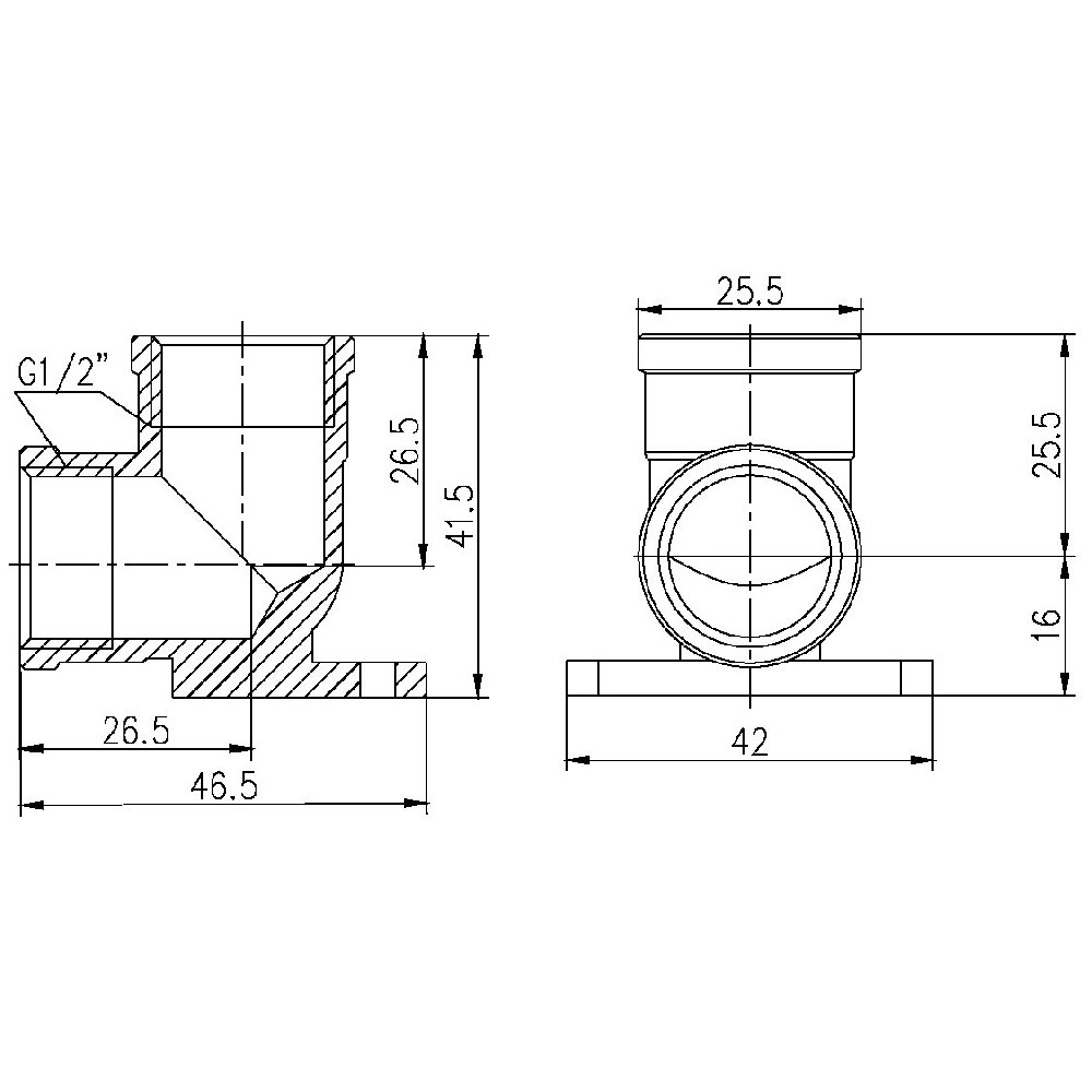 Фитинг с креплением 1/2  SF37115:Чертеж 