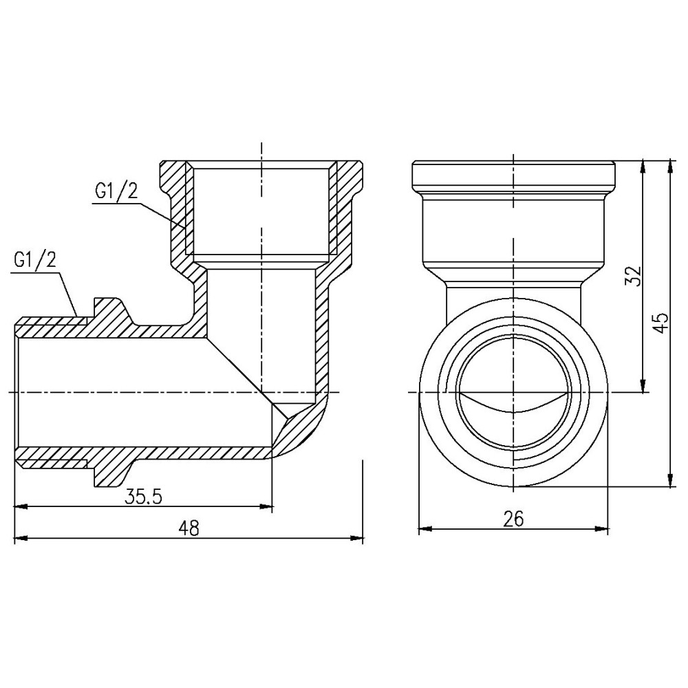 Угловой фитинг 1/2  SF37215:Чертеж 