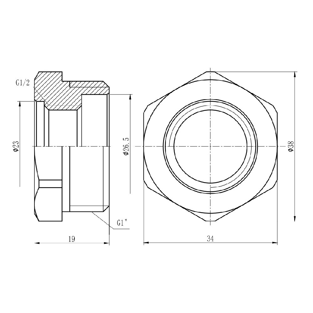 Футорка 1х1/2  SF3742515:Чертеж 