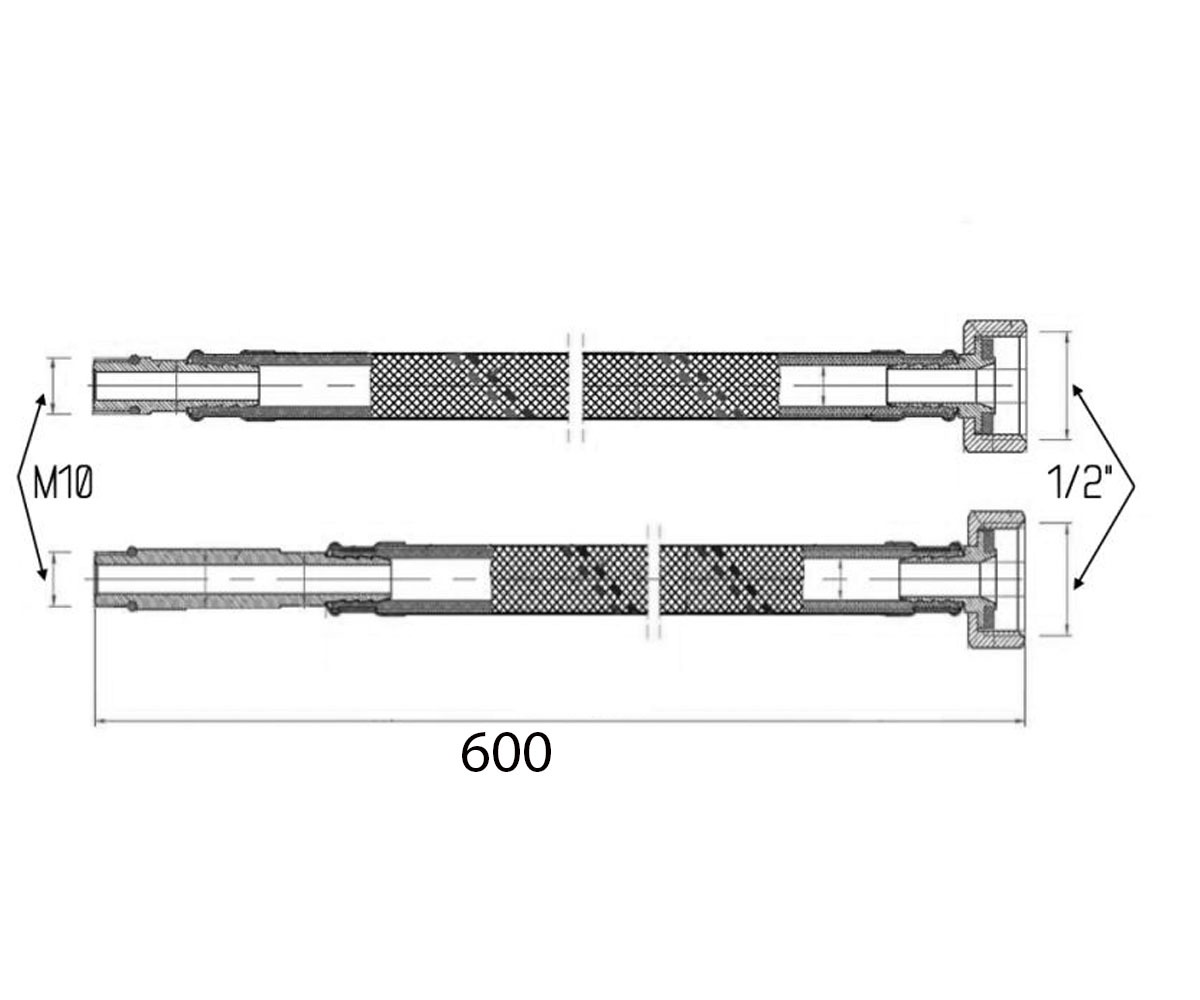 Гибкая подводка m10х1/2 60 см  SF380W60:Чертеж 