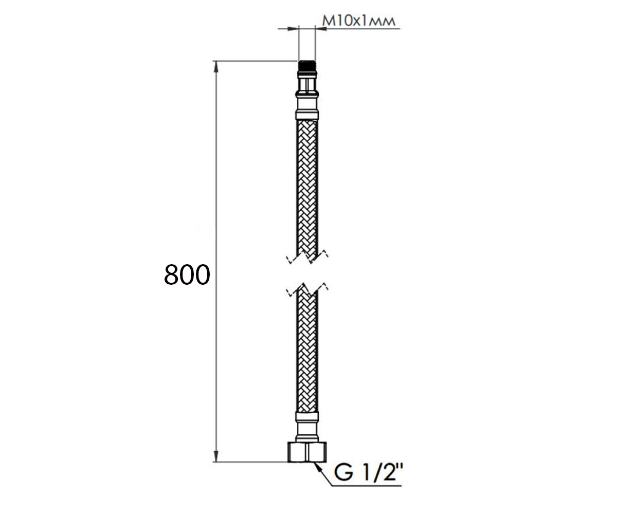 Гибкая подводка m10x1/2 80 см  SF390W80:Чертеж 