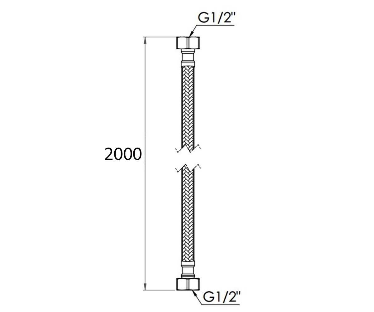 Шланг для воды 1/2 200 см  SF391W200:Чертеж 