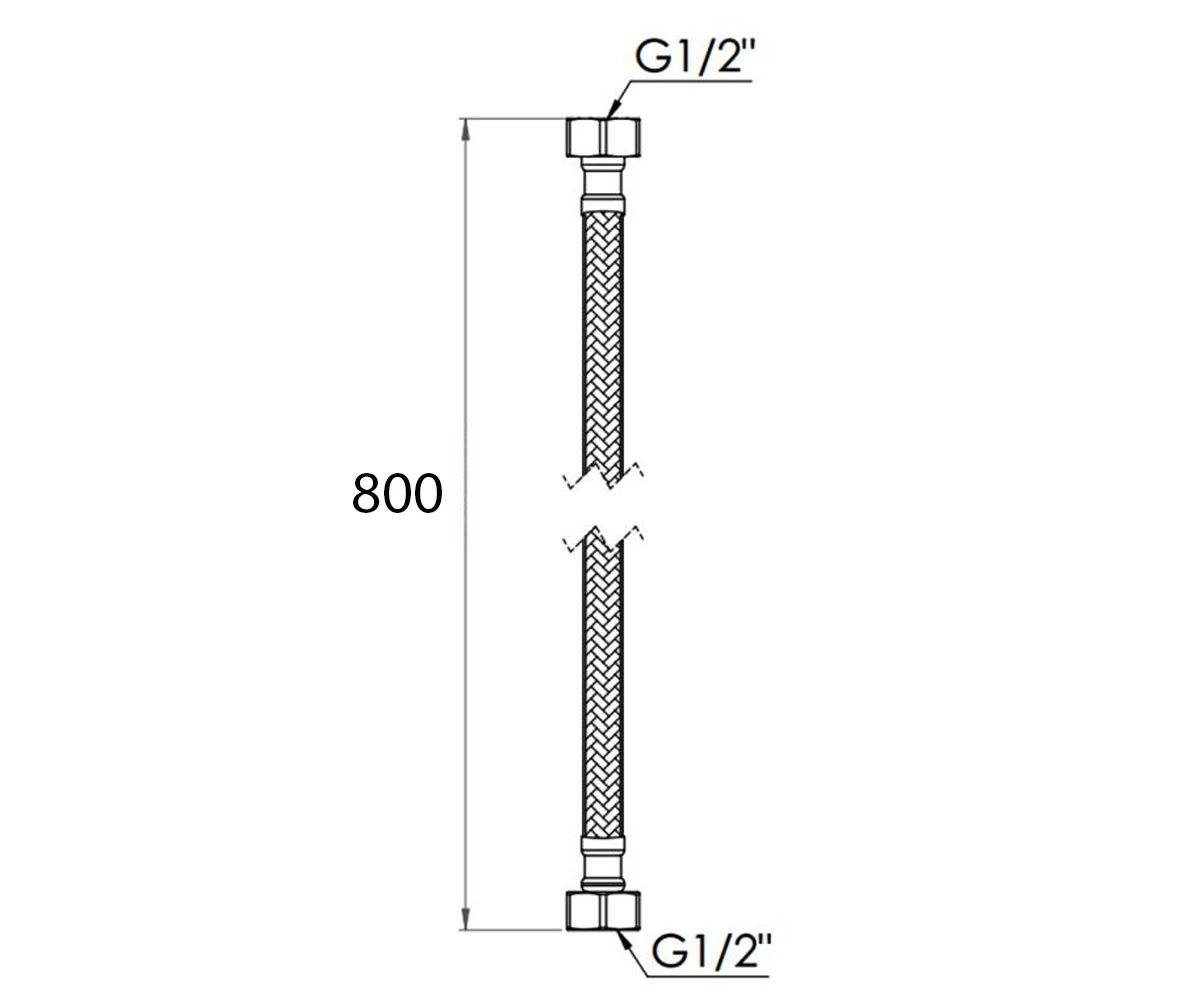 Шланг для воды 1/2 80 см  SF391W80:Чертеж 