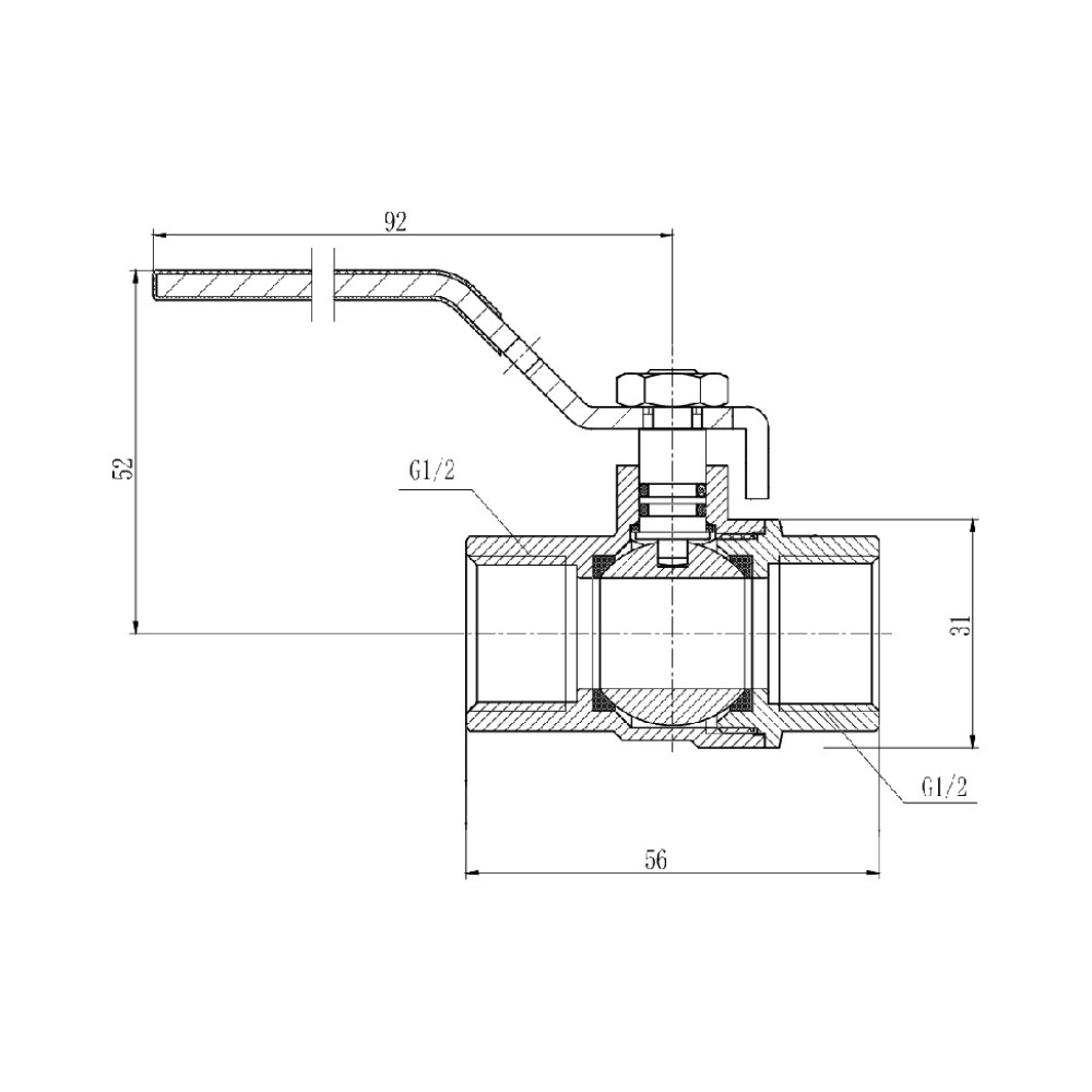 Кран шаровой для газа 1/2  SF600G15:Чертеж 