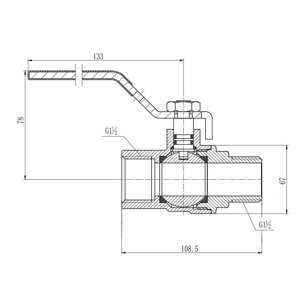 Кран шаровой 11/2  SF605G40:Чертеж 