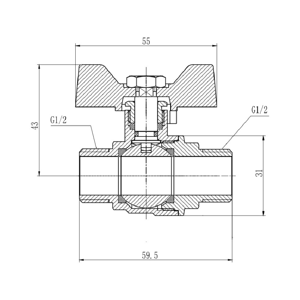 Кран шаровой 1/2  SF606W15:Чертеж 